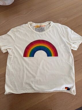 Aviator Nation Rainbow Boyfriend Tee, Vintage White
